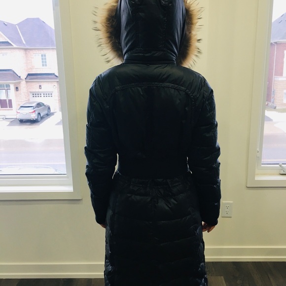 Rudsak black belted puffer coat fur trim medium - Picture 3 of 4